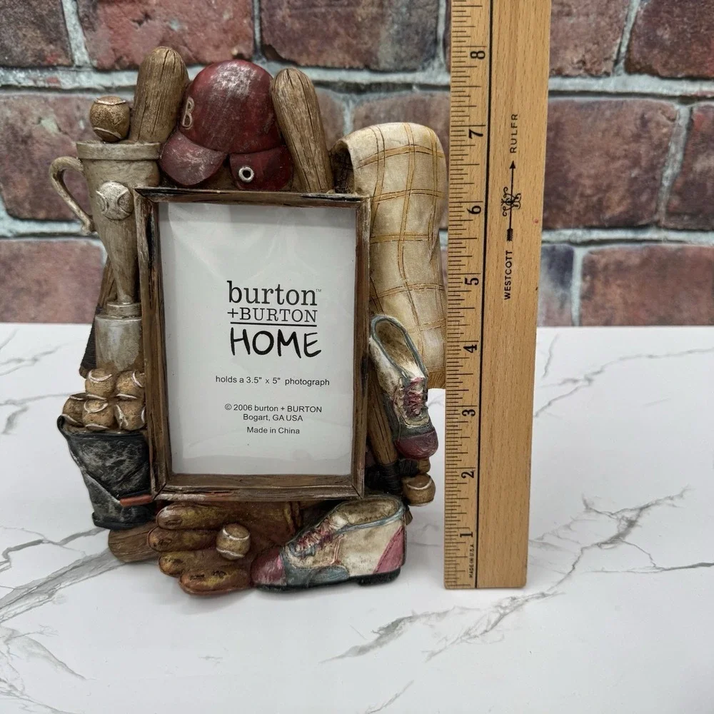 Set of 2 Baseball Photo Picture Frames Resin 3D Burton Home Youth Sports Vintage